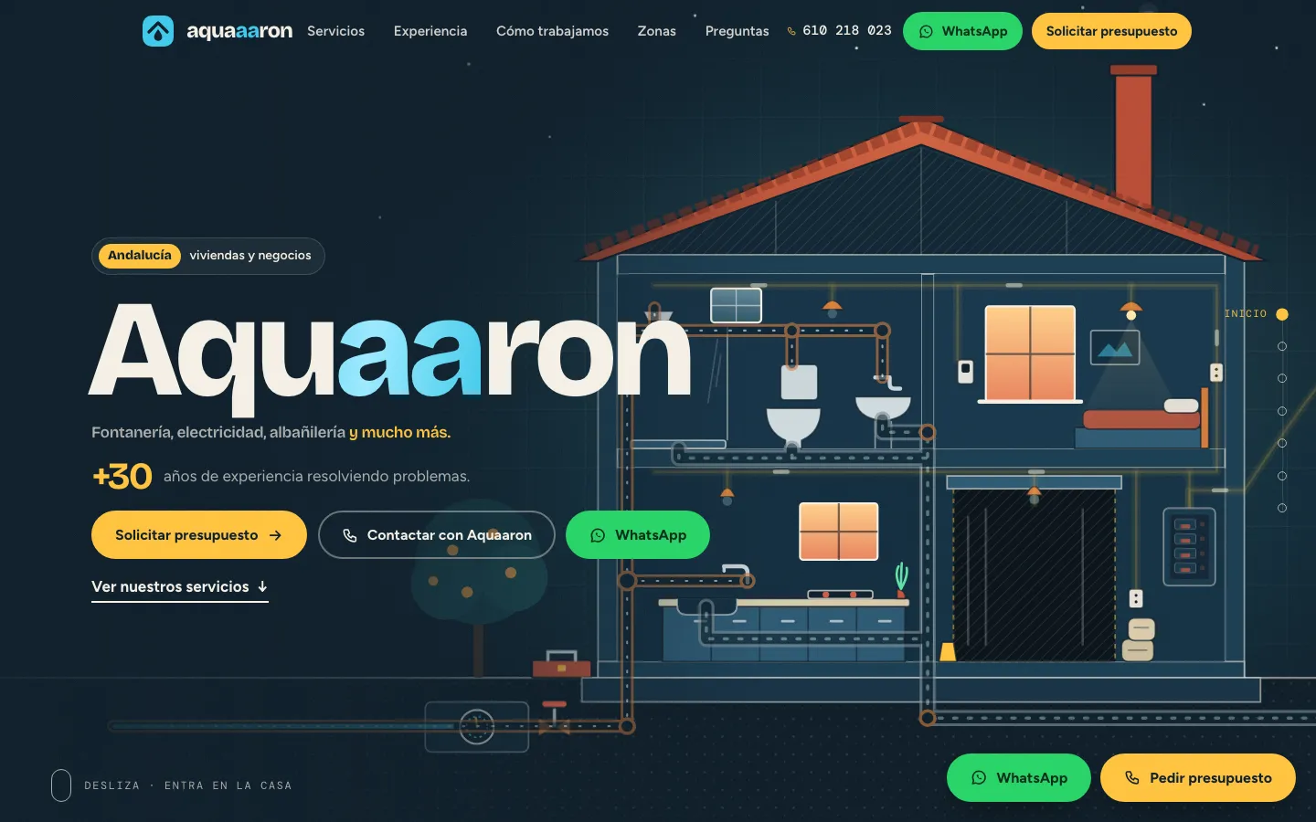 Vista previa de la web de Aquaaron